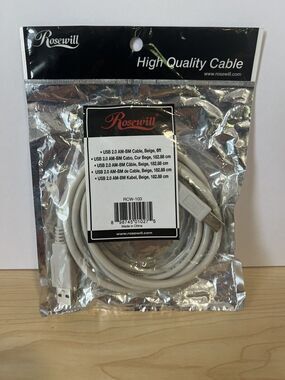 *Brand NEW Rosewill USB 2.0 AM-BM Cable Beige 6 FT